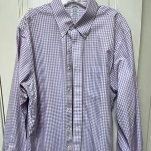 Brooks Brothers Classic Dress Shirt | Size 17 | Purple Plaid | Timeless Elegance